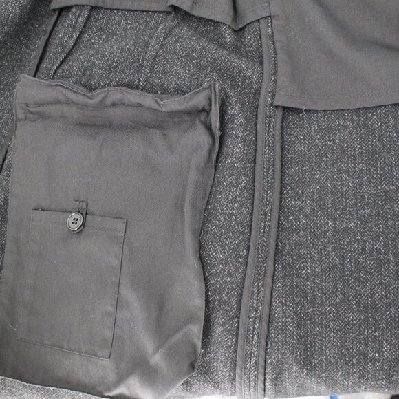 John Varvatos overcoat Men's 42 Double Breasted Wool Blend Herringbone coat peak - Picture 15 of 16